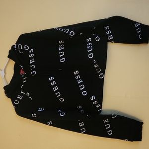 Guess size LG black & white cropped hoodie